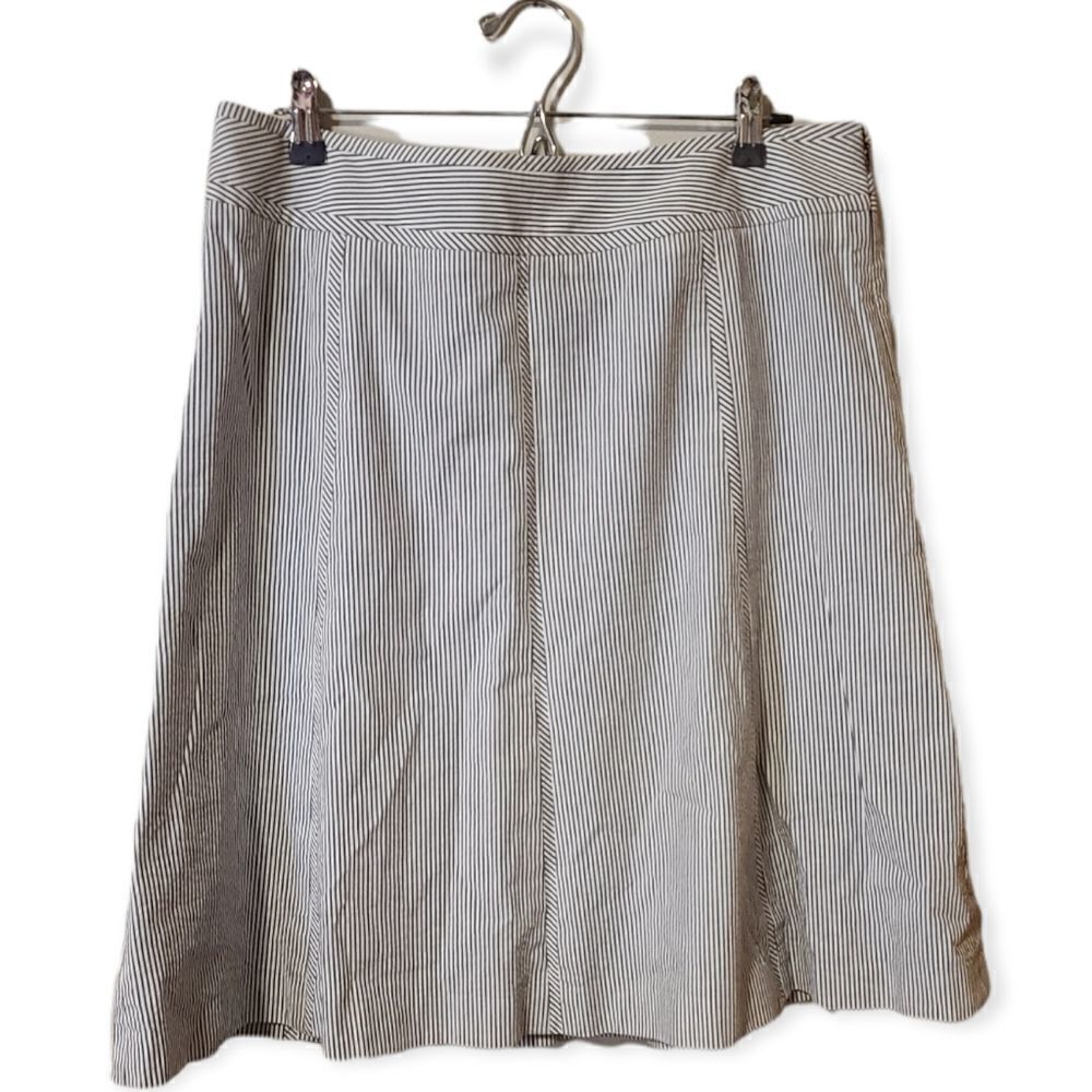 Talbots Blue White Pinstriped Aline Cotton Skirt 14P